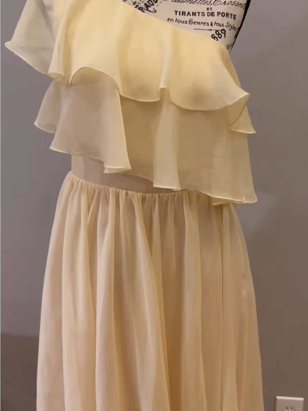 Chiffon Yellow Ruffle One Shoulder Dress